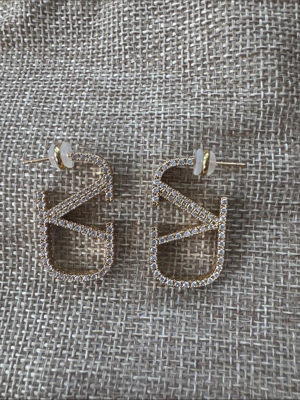 Gold Crystal Initial-Style Hoop Drop Earrings